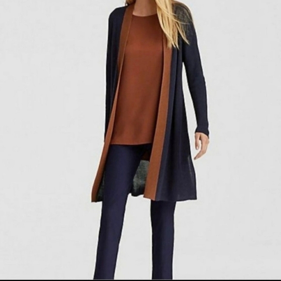 Eileen Fisher Navy Knit Cardigan-Size M - Picture 1 of 5